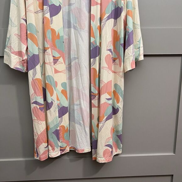 Fighting Eel Koi Fish Bamboo Short Robe Women Sz XS/S Hawaii Comfort Kimono NEW - Picture 5 of 15